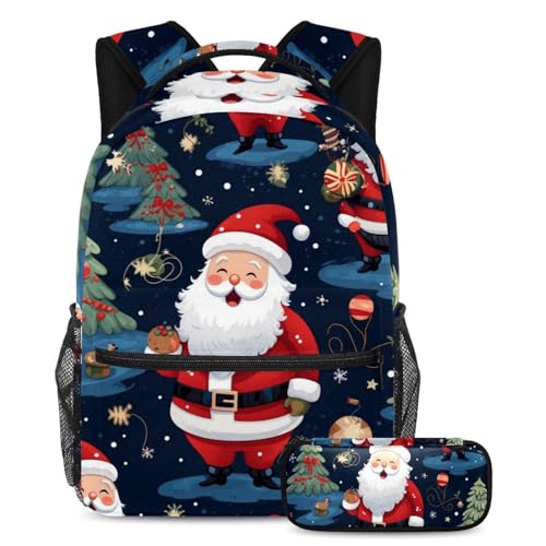 Sacs à dos pour garçons et filles à motif Père Noël : lot de 2 pièces