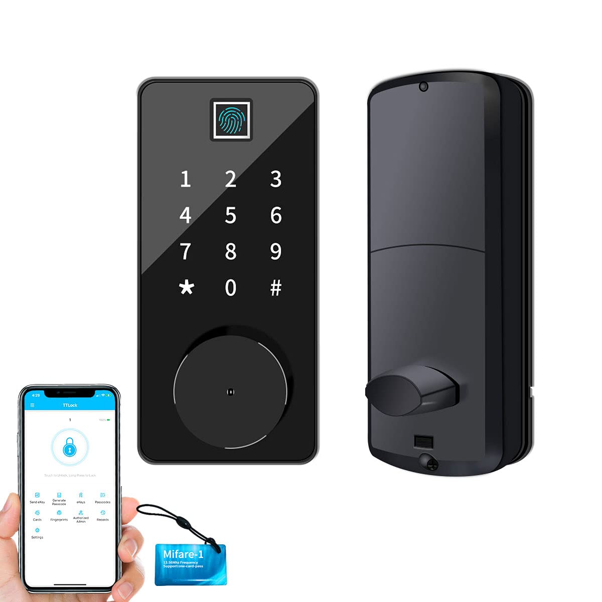 Smart Wi-Fi Deadbolt ,Keyless Fingerprint Entry Door Lock,Touch Keypad Auto-Lock for Home Apartment 