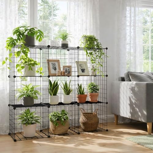 CLIECO ワイヤーラック 収納棚 ブラック 35cm角 簡単組立