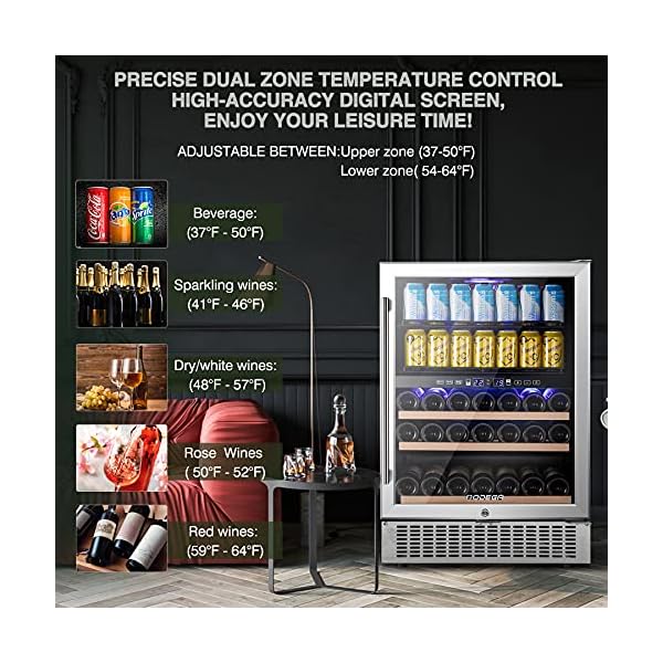 BODEGA 24 Inch Beverage and Wine Cooler, 80 Cans and 27 Bottles