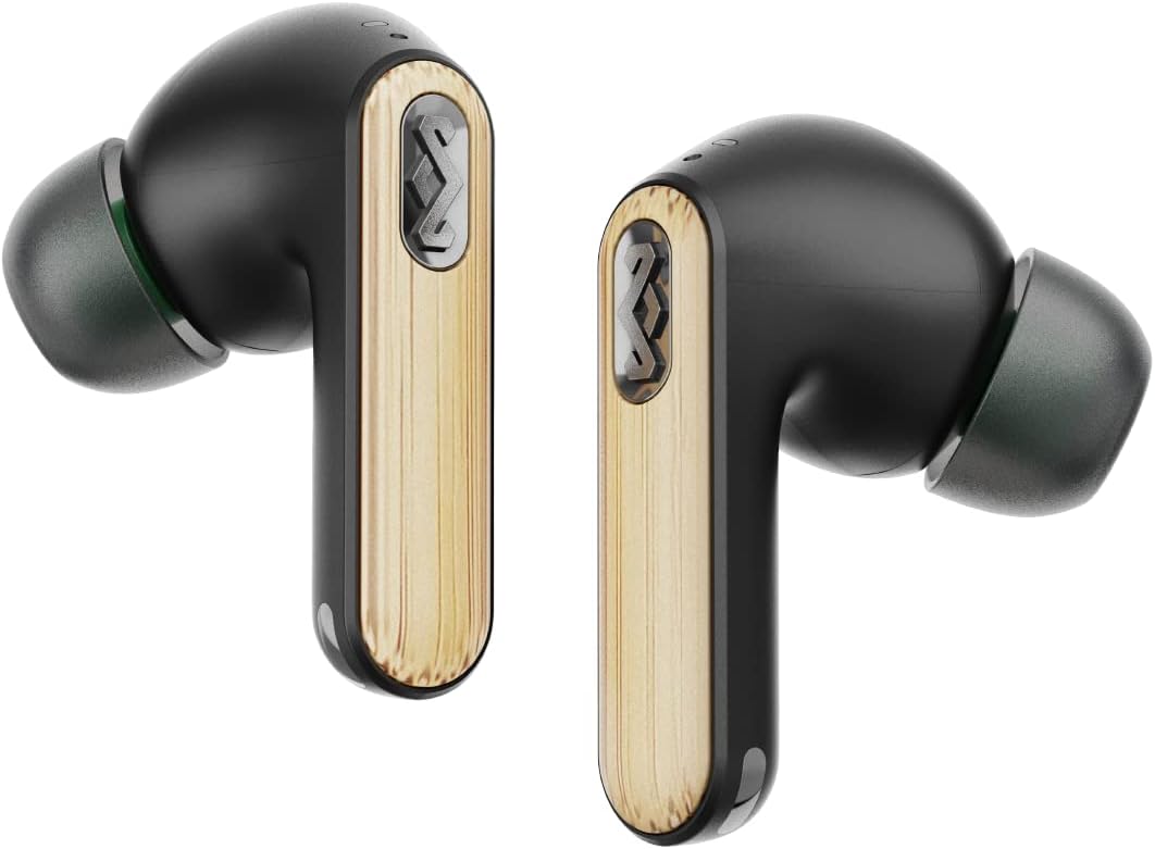 House of Marley Redemption ANC 2: True Wireless Earbuds with Microphone, Bluetooth Connectivity, 6 Hour Battery Life with Charging Case, and Sustainable Materials, Signature Black