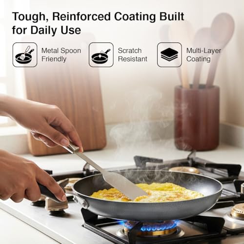 Image of Prestige Aluminium Omega Select Plus Non-Stick Fry Pan, 28cm, Black (Small Size)-(Non Induction)
