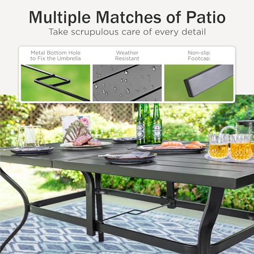 PHI VILLA Garden Table and Chairs Set of 6 Garden Furniture Sets Patio Table with 6 Garden Chairs Metal Outdoor Bistro Garden Furniture Sets for Deck, Yard, Balcony Weather-resistant - Image 3