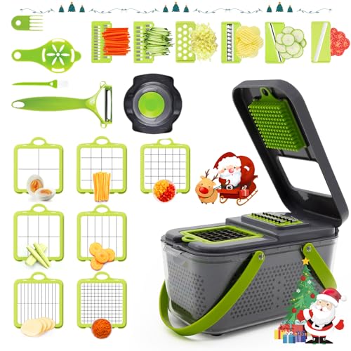 22 En 1 Cortador De Verdura, Professional Mandolina De Cocina, Multi Ralladores De Cocina Con 13 Cuchillas Ajustables Para Cortar O Cortar Verduras En Juliana, Con Separador De Huevos, Pelador