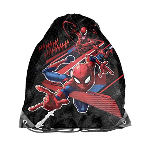 Spiderman Marvel Bolsa Mochila de Cuerdas Deportiva Negra 38 x 34 cm