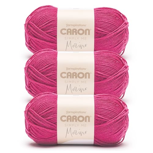 Image of Caron Simply Me Merino Soft Yarn for Crocheting, Shocking Pink, 3-Pack