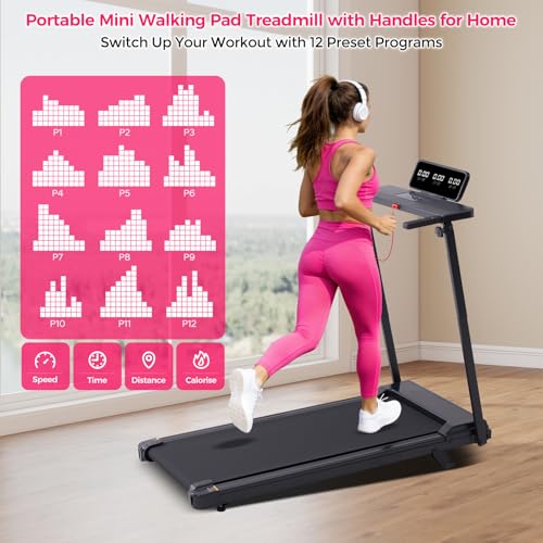 Image of Portable Treadmill for Home Small, Walking Pad with Handle Bar, 3.5HP Eelectric Walking Pad Treadmill with Handle Bar and Incline, Small Treadmills for Home Exercising, 0.6-10MPH, 400BS