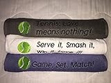 Pack of 3 100% Cotton Tennis Towels (White, Gray, Blue) - Springcreek Gear