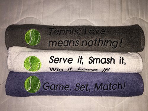 Pack of 3 100% Cotton Tennis Towels (White, Gray, Blue) - Springcreek Gear