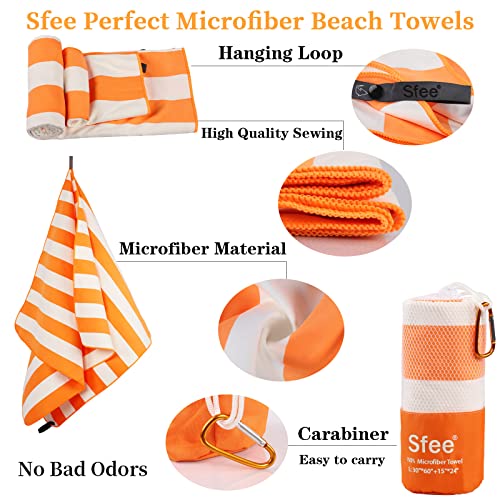 Sfee 2 Pack Microfiber Beach Towel, Quick Dry Towel Camping Towel Travel Towel Super Absorbent Compact Lightweight Sports Towel Gym Towel Set For Beach, Gym, Hiking, Pool, Backpacking, Bath, Yoga #TOP2