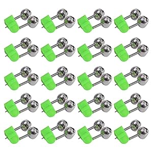 Visalarmbel, 20 stuks hengelbel, dubbele feeder-visbel, visindicator dubbele alarmbellen met plastic clip