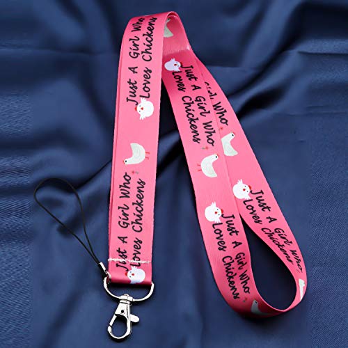 BEKECH Chicken Lovers Gift Just A Girl Who Loves Chicken Cute Chicken Pattern Lanyard ID Card Holder Keychain Clip Gift4