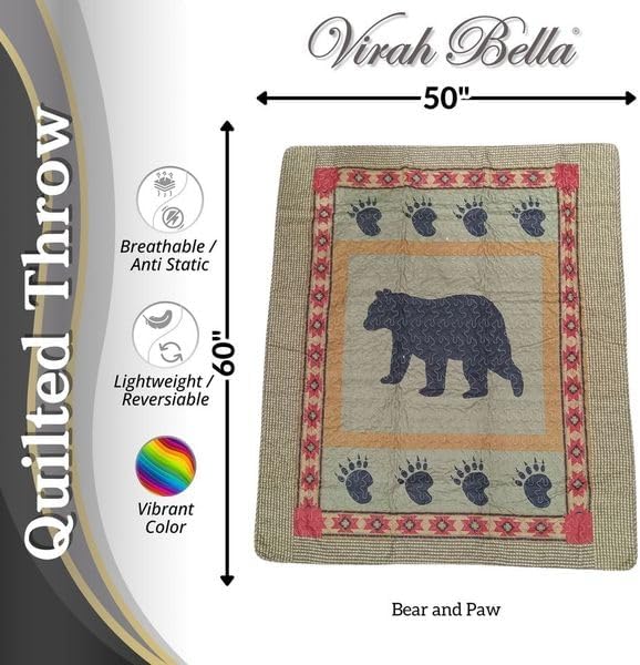 Miniatura 6 de Virah Bella - Manta Acolchada de Tiro 50"x60" - Edredón de Tiro Ligero para Acento, Decoración o Ropa de Cama - Manta Temática de Lodge