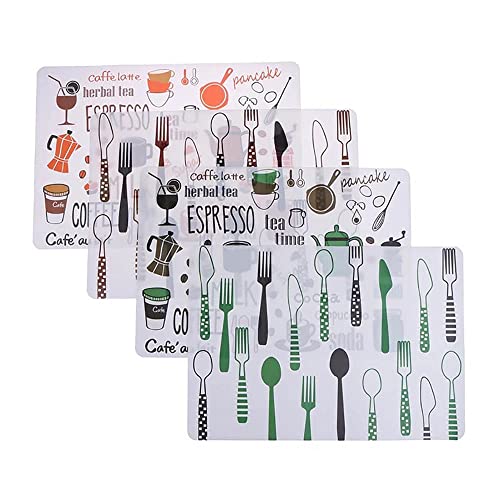 Image of YELONA Rectangular PVC Vinyl Non-Slip Insulation Heat-Resistant & Waterproof Stain Resistant Washable Placemat for Dining & Kitchen Table-(White & Maroon,Set of 8)
