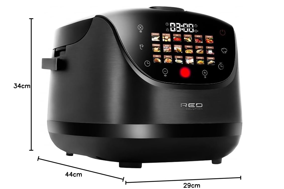 Multikocher RED COLORSENSE - MC200 RU (Russisch) 5L Multiwarka Touch-Bedienung Schnellkochtopf Reiskocher Multicooker 860 W Warmhaltung Joghurtbereiter Dampfgarer