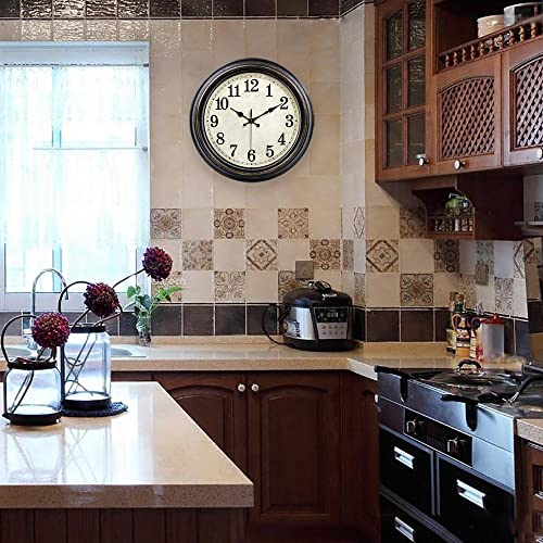 45Min 12 Inches Retro Wall Clock, Silent Non Ticking Battery Operated Movement, Decor For Home/Wall Decor, Easy To Read, Decorate For Bedroom Living Room Office(Balck Gold) #TOP2
