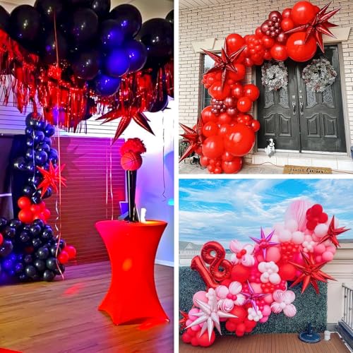 Image of PartyWoo Red Star Foil Balloons 10pcs Different Sizes Pack of 42 27 22 Inch Explosion Spike Mylar Balloons for Graduation Wedding Anniversary Birthday Bachelorette Engagement Party Decorations