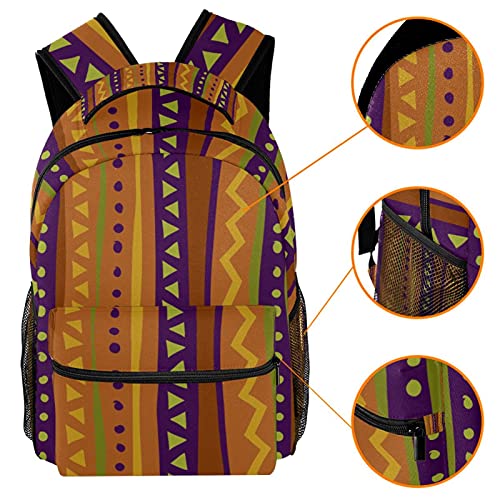 Sac à dos décontracté pour étudiants au motif géométrique triangle multicolore - 3