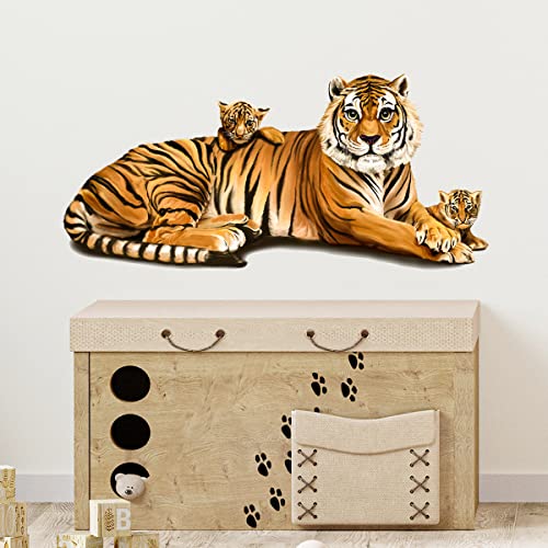 Vinilo decorativo tigre madre con sus cachorros para pared miniatura 2