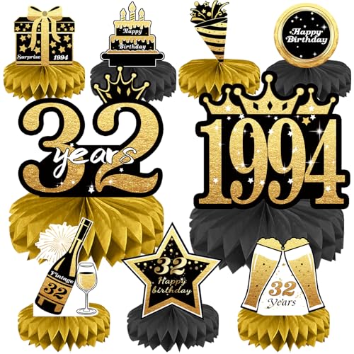 Décorations 32 ans fête table 1994 9pcs noir or