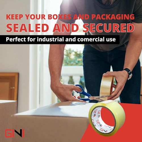 GINI Clear Packing Tape 2 Inches x 50 Yards – Strong Heavy Duty Adhesive Packaging Tape for Sealing, Moving, Shipping, Storage, Parcel Boxes, Office & Home Use (Pack of 1)