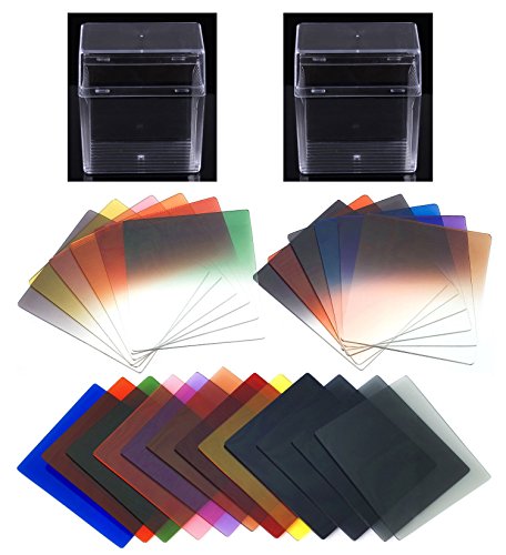Fotga 12 Couleur Solide carré filtres ND2/ND4/ND8 12 carrés couleur filtres ND2/dégradé ND4/ND8 Graudual 2 X 10–Filtre carré pour porte-filtre Cokin série P