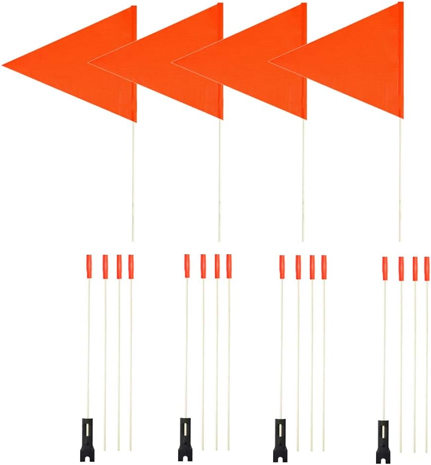 4 Pcs Upgraded Bike Flags with Pole, 6 ft High Visibility Orange Fags with heavy Duty Fiberglass Flag Pole