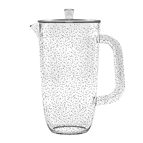 Abode Homewares Bubble Acrylic 100 oz Pitcher with Lid and Handle, Durable, Shatter-Resistant, Dishwasher Safe, Indoor/Outdoor Ice Tea Pitcher for Juice, Lemonade, Cocktails, Clear