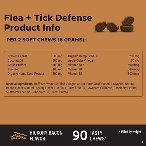 Pet Honesty Flea & Tick Defense Supplement - Natural Flea And Tick Soft Chew For Dogs, Pest Defense To Promote Body's Natural Response, Oral Flea Pills For Dogs - 90 Ct #TOP6