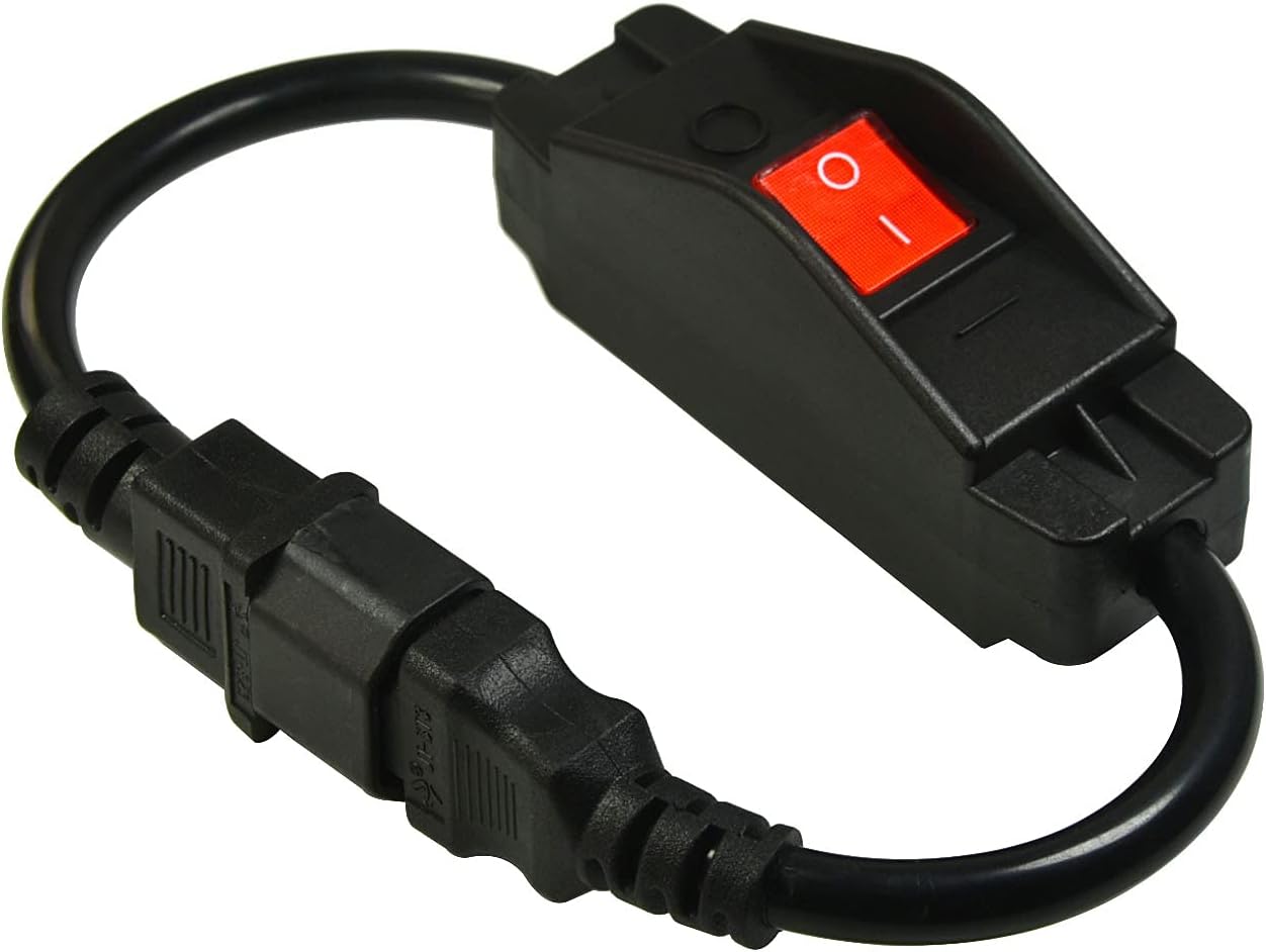 IEC 320 C14 to C13 Heavy Duty Short Power Cord with On-Off Switch,Standard Computer Power Extension Cord, 3Pin Male -Female Extension Cord with Inline Cord Switch, 42CM, Black