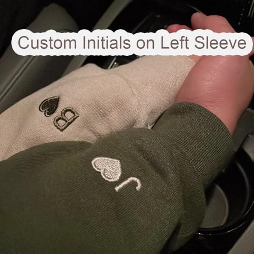 Personalized Embroidered Roman Numeral Unisex Hoodie Sweatshirt with Initials on Sleeve, Matching Couple Sweatshirt, Valentine's Day Gifts For Boyfriend Girlfriend, For Couple4