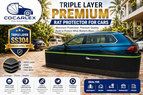 Image of Premium Rat Protector for car | 3 Layer & Thick SS mesh with Velcro Strip | Prevents Rat Bites | Stainless Steel mesh | Universal fit for Hatchback, Sedan & SUV