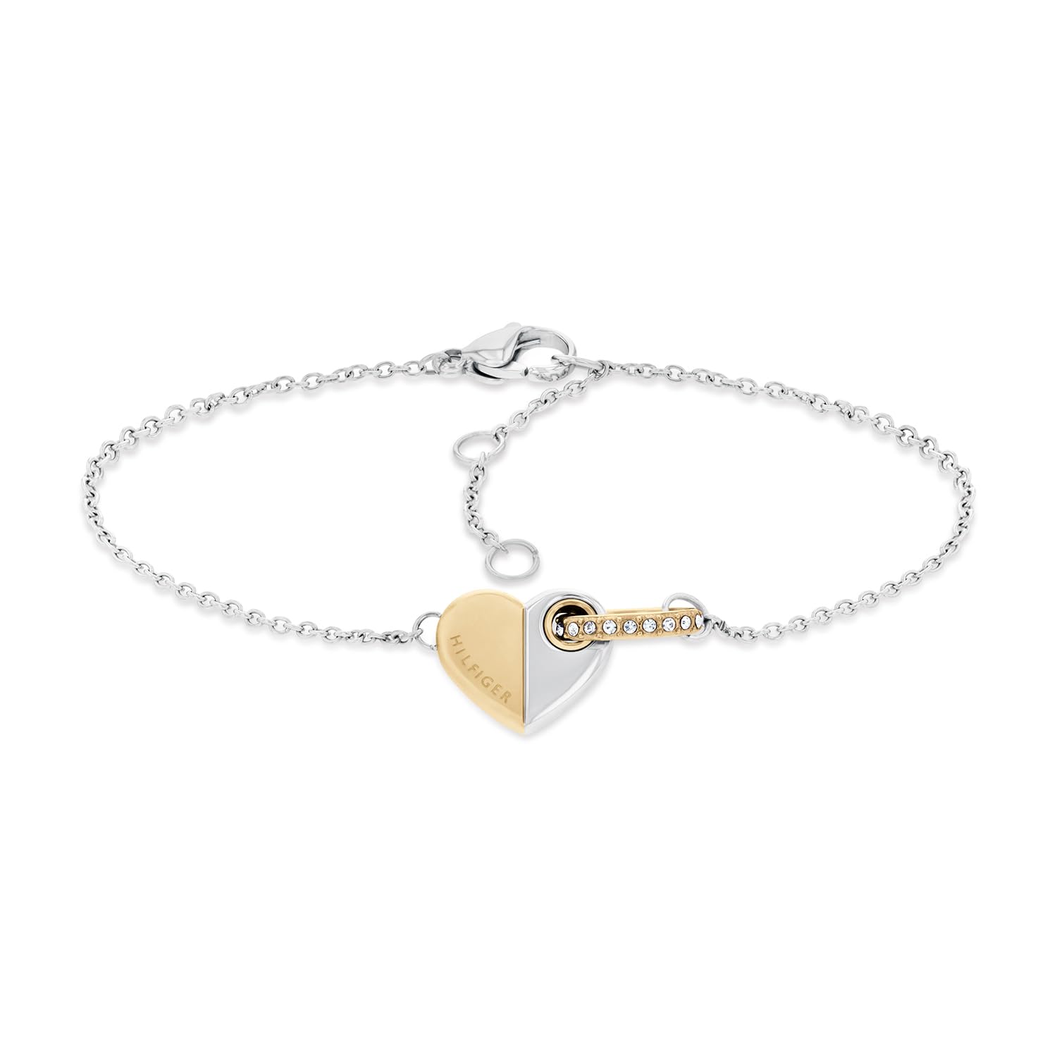 Tommy Hilfiger Jewelry Halskette oder Armband für Damen aus Bicolor-Edelstahl mit Herz-Charm
