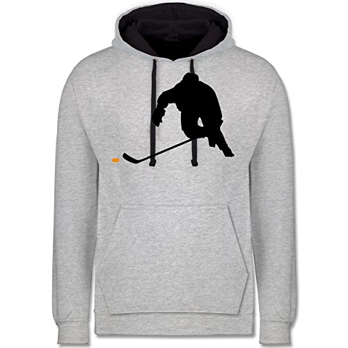 Eishockey - Eishockey Sprint - L - Grau meliert/Navy Blau - Eishockey Hoodie - JH003 - Hoodie zweifarbig und Kapuzenpullover für Herren und Damen