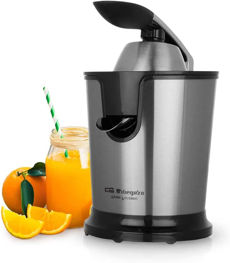 Orbegozo EP 4200 Electric Orange Juicer, Professional AC Motor, Articulated Arm, Anti-Drip, Stainless Steel, 160 W [Energy Class A+]