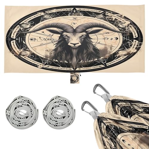 SDMKA Goat Symbol Camping Hammock, 330 lbs with 2 Tree Straps, Carry Bag, Single Portable Hammock for Outdoor/Indoor, Hiking, Beach, Backpacking, Travel