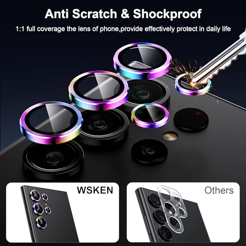 Image of WSKEN for Samsung Galaxy S24 Ultra Camera Lens Protector - Ultra Thin | Case Friendly, 9H Shatterproof Tempered Glass, Anti Scratch Metal Circle, Camera Screen Protector Cover Accessories, Colorful
