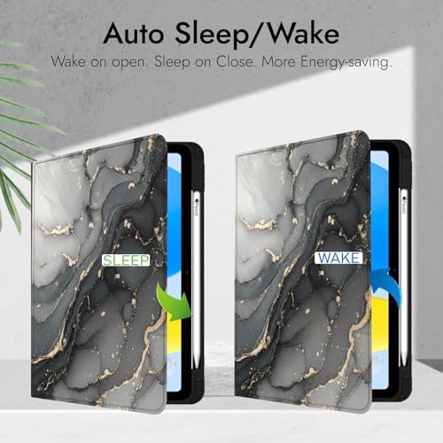 Image of Robustrion Cover Case for iPad 11th Generation (A16) / 10th Generation Cover, Folio Cover Case with [Pencil Holder] [Auto Sleep Wake] for iPad 10th Gen 10.9 inch / 11th Gen 11 inch - Ocean Black