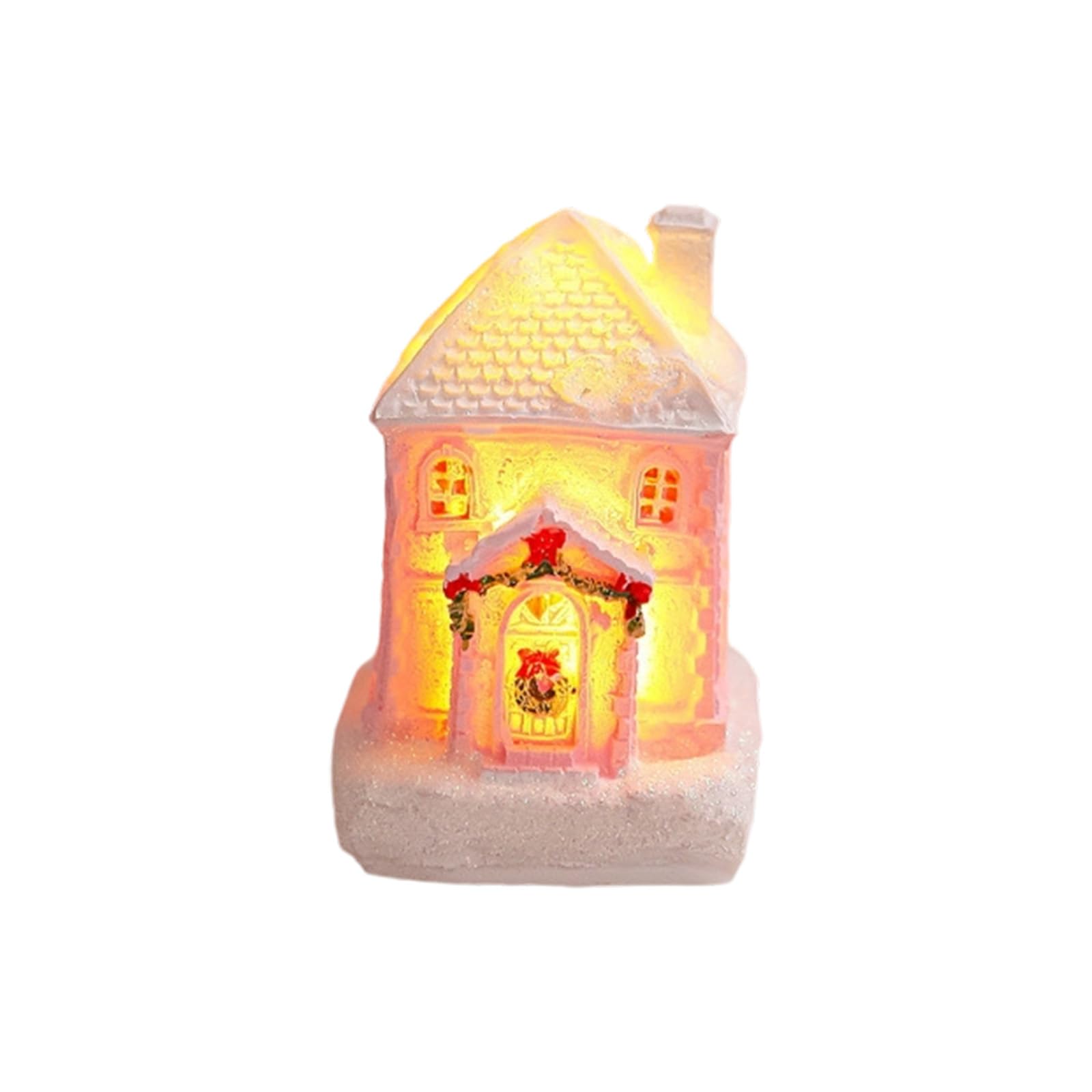 APGLSXY Artistic Resin Holiday House Decorations Festival Cottage Ornament with Detailed Engraving and LED Lights Resin Christmas Decoration
