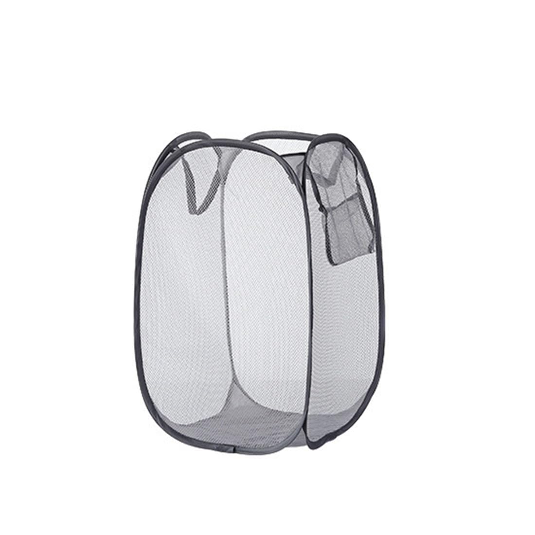 Laundry Basket, Pack Foldable Laundry Hamper Pop Up with Durable Handles, Portable Mesh Washing Laundry Bag with Handle Great for Home Kids Room College Dorm Travel（Black）