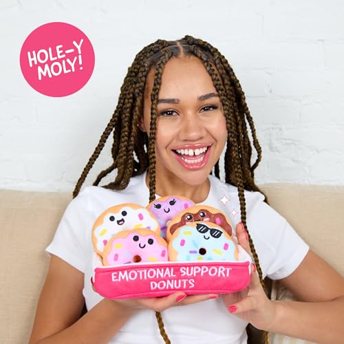 Image of WHAT DO YOU MEME? Emotional Support Donuts by Relatable, Cuddly Stuffed Animals and Toys, Squishy Toys and Plushies, Great Ideas for Loved Ones of All Ages, Includes 5 Plushies with Carrying Basket