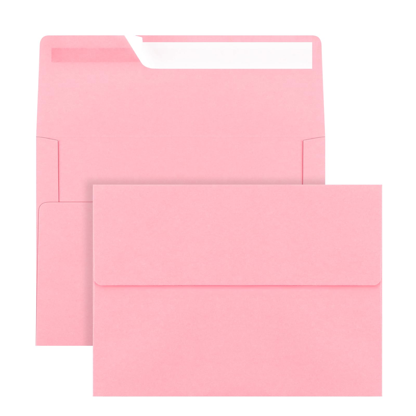 50 Pack 5x7 Envelopes, A7 Pink Envelopes Self Seal, Printable Envelopes for Invitation, Baby Shower, Birthday Party, Wedding, Postcards, Mailing, Greeting Cards