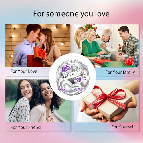 Image of Birthstone Charm 925 Sterling Silver Charms fits Bracelets and Necklace Pendant Bead Happy Birthday Charms Jewelry Present for Women Family Friends