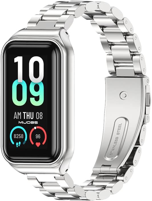 Mejiwasmi Correa de repuesto para Amazfit Band 7, compatible con correa de metal Amazfit Band 7, accesorios de correa de reloj de acero inoxidable