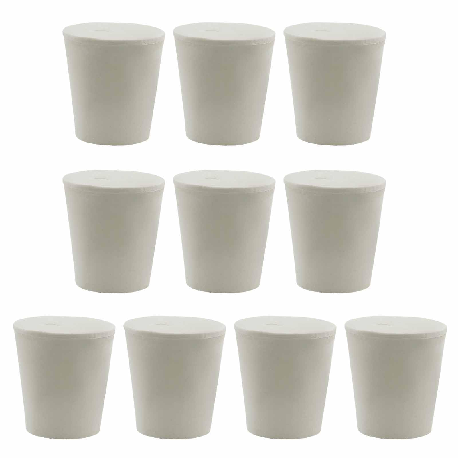 Bonsicoky 10 Pack Solid Rubber Stoppers, Size 4#, White