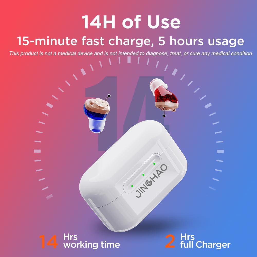 JINGHAO Amplificateur De Son Rechargeable - Paire d'amplificateurs sonores personnels Comprend Un Appareil Droit Et Gauche, Avec Portable Boîtier De Chargement