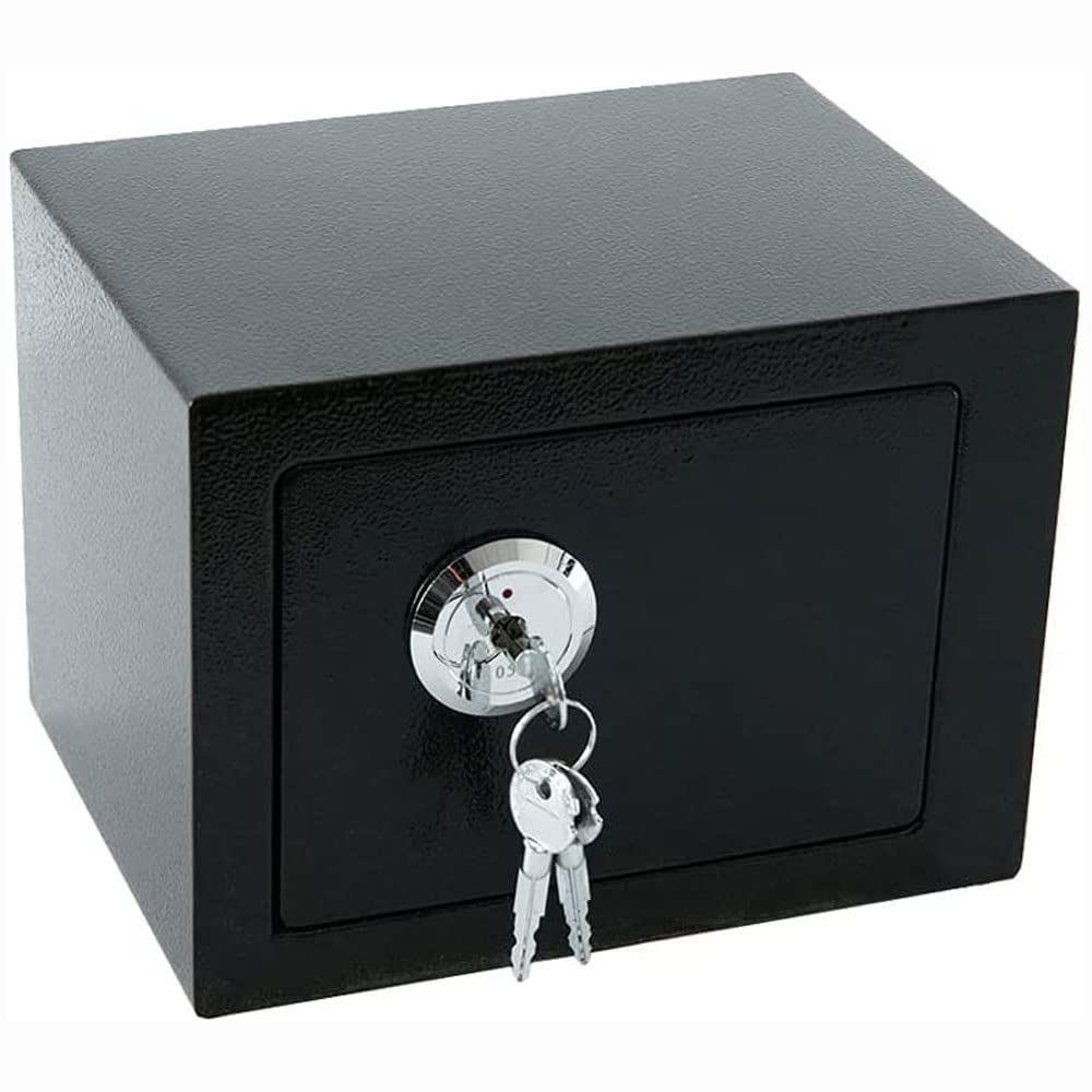 Mini caja fuerte de alta seguridad con llave de acero con bloqueo de dinero para el hogar y la oficina, ideal para ancianos, dinero compacto (negro 17)