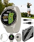 Garmin Approach S50 Golf GPS Smartwatch Cream Gold Aluminum Bezel with Ivory ComfortFit Nylon Band with Wearable4U Power Bank Bundle