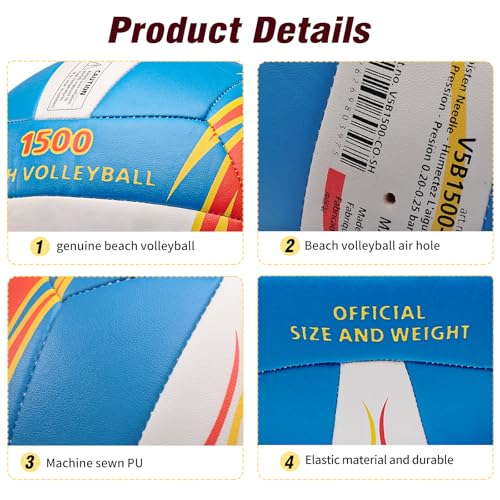 Image of Soft Rubber Lightweight Volleyball for Indoor Training Game Competition, Gym, Outdoor Beach Play, Gift for Kids,Fit for Beginner, Teenager, Adult, 1pcs