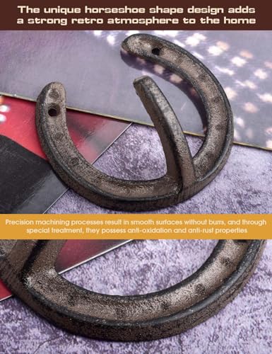 Caphont CPCHH-4P 4 Pcs Coat Hooks Cast Iron Wall Hooks Horseshoe Hooks Vintage Hanger thumb #2